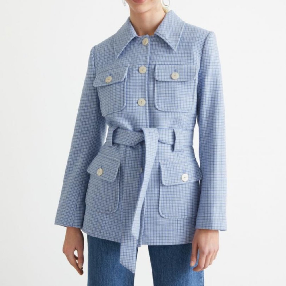 & Other Stories Check Wool Utility Jacket